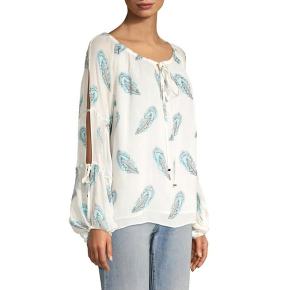 NWT: RAMY BROOK | Paulette Feather Peasant Top - Picture 4 of 10